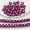 Novas Contas de Luz com Padrão de Tinta de 8mm Contas Redondas Furo Médio Contas de Vidro Lisas Acessórios para Joias Pulseiras Brincos