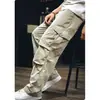 Pantalones cargo retro lavados de estilo japonés-americano con bolsillos grandes, pantalones versátiles de pierna recta holgada de marca de moda para primavera y otoño