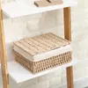 Cesta de almacenamiento de tela tejida de ratán sintético caja de almacenamiento para ropa sucia calcetines pañuelos rectangular juego de cestas de almacenamiento para frutas secas snacks