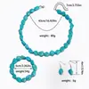Pulseras de Turquesa Transfronterizas Europeas y Americanas Collares Irregulares de Cuentas Pulseras Elásticas Juego de Pendientes con Colgante Collar para Clavícula