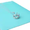 Colar de Corrente Coroa de Alta Qualidade Prata Esterlina 925 Banhado a Ouro 18K Pingente Vazado Corrente Clavícula Exquisite Luxo Leve