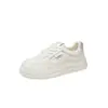 Tenis Blancos Tejidos Calados de Piel Sintética para Mujer, Nuevo Estilo Primavera/Verano 2026, Zapatos de Mujer Transpirables y Cómodos, Tenis Casuales de Suela Gruesa para Aumentar la Altura