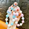 Cadena para teléfono con lazo y cuentas cuadradas transfronteriza, llavero, accesorio colgante de moda para bolso de niña, regalo pequeño, venta al por mayor