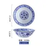 Cuenco de Porcelana Azul y Blanco para Fideos de Res de Lanzhou, Cuenco para Sopa, Cuenco Cónico, Cuenco para Fideos Caracol, Cuenco para Fideos con Salsa Frita, Cuenco Comercial para Fideos, Cuenco para Fideos con Salpicaduras de Aceite