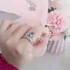 Transmisión en vivo principal Gota de agua de princesa 7x9mm 2 Quilates piedra principal anillo dedo índice cobre bañado en plata índice suizo azul marino venta al por mayor