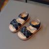 Sandalias para Niñas 2024 Verano Nuevo Estilo Tejidas Punta Abierta Zapatos de Princesa Moda Infantil Estilo Francés Suela Suave Zapatos para Niños