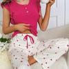Babados Casual Pit Strip Cross-border Mulheres Casa Roupas Amor Calças Estampadas Pode Usar Pijamas Europeus e Americanos