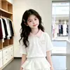 Conjunto de Falda para Niñas Verano 2026 Nuevo Estilo Polo Manga Corta Falda Media Conjunto de Dos Piezas Atuendo Elegante Estilo Coreano para Niñas