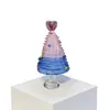 Nuevo Polvo de Vidrio Zibo Forma de Corazón Envuelto en Alambre Árbol de Navidad Artesanía de Vidrio Adorno Lampwork