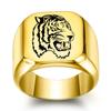 Venta al por mayor del fabricante Doce Zodíaco Grabado con Láser Año del Tigre Año de Nacimiento Tigre Siberiano Anillo Cuadrado de Acero Inoxidable de 18 mm