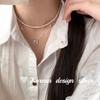 Corea del Sur Dongdaemun Joyería de Plata al por Mayor Plata Esterlina S925 Collar de Cuentas Redondas Irregulares de Doble Capa Cadena para Clavícula Superpuesta para Mujer