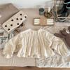 Ropa de Otoño Nueva para Niños 2026, Camisa de Algodón Lavado Estilo Coreano para Niñas, Mangas Murciélago, Corte Amplio 123502