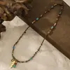 2026 Collar Retro de Cuerda Tejida a Mano con Cuentas de Acero de Titanio para Mujer Diseño de Nicho Estilo Étnico Cadena para Suéter Accesorios de Flor