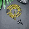 Amazonas Piedra Natural Colgante de Cruz Collar Piedra Ojo de Tigre Cruz Vesícula Biliar de Hierro Rosario para Hombres Collar Venta al por Mayor