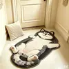 Alfombra de Piso de Felpa de Imitación de Dibujos Animados, Linda y Adorable Alfombrilla Absorbente para Pies de Baño Doméstico Amigable con Mascotas, Alfombra Resistente al Desgaste de Secado Rápido Antideslizante para Baño