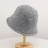 Nuevo sombrero de pescador de punto hueco de mezcla de lana para otoño e invierno para mujer, hace que la cara se vea más pequeña, versátil y cálido, sombrero tipo cubo de moda estilo coreano
