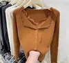 Suéter Cardigan de Tricô Estilo Coreano Doce e Gentil, com Renda e Borda Franzida, Estilo Andy, Branco, Tamanho Único