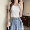 Camisola de algodón de copa fija estilo coreano con almohadilla para el pecho, pecho envuelto, sin mangas, prenda exterior corta, top interior de tubo para mujer