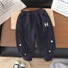 2023 novo outono e inverno roupas de inverno para crianças de médio e grande porte calças casuais infantis espessadas roupas infantis calças masculinas com forro de fleece veludo de peça única