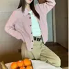Nuevo Suéter Cardigan de Punto Trenzado Estilo Coreano Suave con Cuello de Camisa y Diseño de Retazos Rosas para Mujer Otoño/Invierno 2026