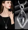 Cadena de suéter redonda con cristal azul de moda estilo coreano para mujer, larga, nueva, otoño e invierno, versátil, collar, colgante de joyería de cristal de alta gama