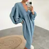 Nuevo Producto de Primavera 2026 de Amazon Bata de Noche de Algodón Puro Estilo Europeo y Americano Holgada y Cómoda Ropa de Casa Pijamas para Mujer