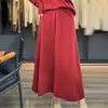 Suéter de Lã Novo Outono e Inverno Saia Plissada Tricô Feminina Cintura Alta Emagrecedora Comprimento Médio Saia de Lã Cor Sólida