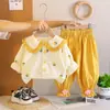 Conjunto de Primavera para Niña 2026 Nuevo Elegante Moda Infantil Camisa de Manga Larga Conjunto de Dos Piezas Ropa para Niña Pequeña Venta al por Mayor