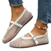 Zapatos Planos de Malla Transpirable Huecos de Suela Suave de Talla Grande para Mujer Estilo Nuevo Zapatos Mary Jane Transfronterizos Transfronterizos