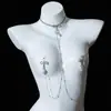 Cadena para el Cuerpo con Colgante de Lazo de Pedrería Exagerado Estilo Europeo y Americano con Diseño de Moda, Cadena Sexy para el Pecho para Mujeres
