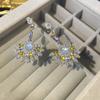 Brincos ovais coloridos em forma de leque com diamantes incrustados, elegantes, versáteis, de alta qualidade, longos brincos de borla, estilo francês retrô