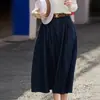Falda de mezclilla de algodón puro línea A lavada, falda vintage de ondas, vestido de primavera/otoño para mujer de longitud media y cintura alta