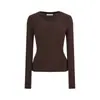 Camiseta interior de forro polar gruesa de una pieza, suéter de punto ajustado de manga larga con cuello redondo, top casual adelgazante para mujer