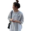 Wubixie 6535 Algodón Verano Cuello Redondo Holgada Manga Corta Camiseta para Mujer Casual Talla Grande Camiseta Básica para Mujer Ropa de Mujer