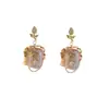 Aretes de Perlas Barrocas Naturales, Lujo Ligero Estilo Pintura al Óleo Francesa Vintage, Broqueles de Plata S925, Joyería de Alta Gama para el Trabajo