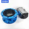 Válvula Borboleta Concêntrica Pneumática de Dupla Flange D641X-16P/Q Ferro Fundido Macio Vedação Borracha Aço Inoxidável Válvula de Troca Rápida