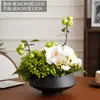 Mesa de centro floral simulada de lujo de alta gama, mesa de comedor para sala de estar, adornos de flores artificiales, jarrón geométrico creativo, decoración de hotel, arreglo floral