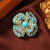 Broche Hueco Geométrico Estilo Étnico Nuevo Turquesa Imitación para Mujer Hebilla de Pin Antideslizante Simple Accesorios para Chal Chaqueta de Verano