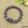 Pulseira de Prata Pura 990 para Casal, Apresentando um Pixiu de Prata e Contas de Buda, Pulseira Vintage com o Mantra de Seis Palavras