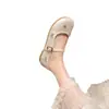 Lindos Sapatos Prata Baixos para Mulheres, Novo Estilo de Verão 2026, Adequados para Saias, Sapatos Mary Jane de Couro, Mocassins Ballet