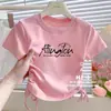 Camiseta Manga Curta 100% Algodão Puro para Meninas, Novo Estilo de Verão, Peça Versátil para Crianças, Camada Base Estilosa para Bebês e Crianças Pequenas