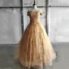 Vestido Dourado para Coral 2026 Novo Estilo Performance Bufante Colorido Vestido de Casamento Exame de Arte Solo Estudante Feminina Traje Simples de Performance