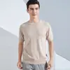 Camiseta Tricô Masculina Manga Curta Cor Sólida Casual Solta Pulôver Manga Meia Estação Primavera Verão Suéter Fino Camisa Base Tendência