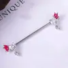 Barra Industrial Transfronteriza Europea y Americana Puente de Oreja de Acero Inoxidable Clavo Largo para Hueso de Oreja Ala Goteo de Aceite Barra Recta Clavo para Oreja Perforación de Corazón