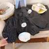 Pantalones casuales de otoño e invierno para niñas, elegantes y modernos, con encaje, estampado floral, forro polar grueso, tipo jogger