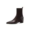 Botas Delgadas de Punto Patchwork para Mujer, Nuevo Diseño Slip-On con Aumento Interno de Altura de 5 cm, Botas Tipo Calcetín con Tacón Grueso Estilo Británico, Botas de Moda Vintage