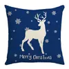Funda de Almohada Navideña con Estampado de Copos de Nieve Azul Funda de Cojín para el Hogar Acción de Gracias Funda de Almohada con Estampado Navideño Halloween