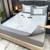 Juego de Tres Piezas de Alfombrilla de Seda de Hielo de Color Sólido de Gama Alta, Alfombrilla Plegable Fresca de Verano Lavable para Aire Acondicionado, Alfombrilla de Alta Densidad