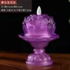 Lámpara de Loto, Lámpara Siempre Encendida, Vela Digital para el Hogar, Lámpara de Ofrenda para Bodhisattva, Lámpara de Buda, Lámpara de Altar de Cristal para Buda, Recargable