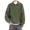 Popular Transfronterizo Talla Europea Talla Grande Polo Cuello de Solapa Tejido Hombres Trenzado Media Cremallera Estilo Old Money Fábrica Venta al por Mayor
